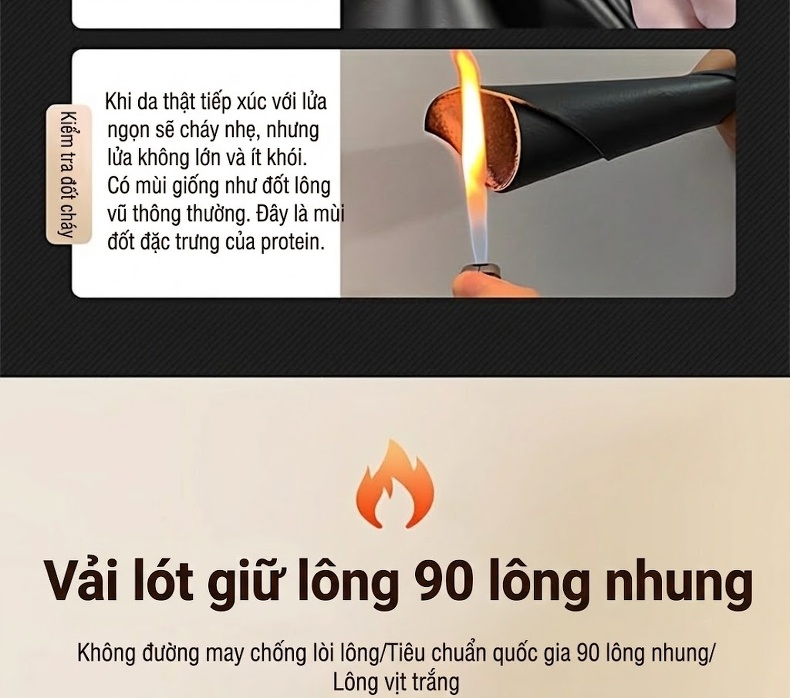 Áo Khoác Phao Da Thật Nam Dáng Dài Có Mũ Trùm Đầu Màu Đen chi tiết 8