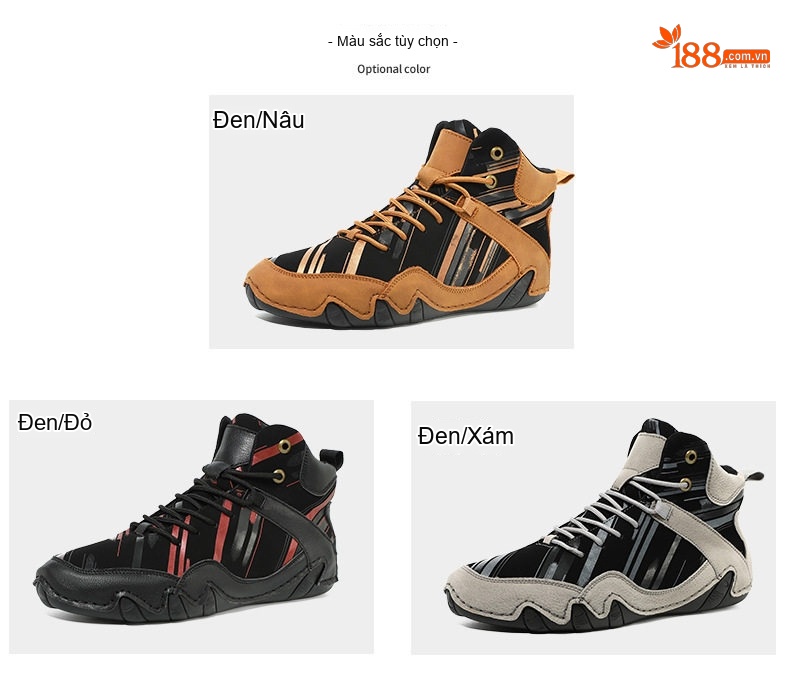Giày Boot Martin Nam Cao Cổ Phong Cách Casual Chiều Cao Đế Khoảng 3cm Màu Đen, Nâu, Xám chi tiết 4