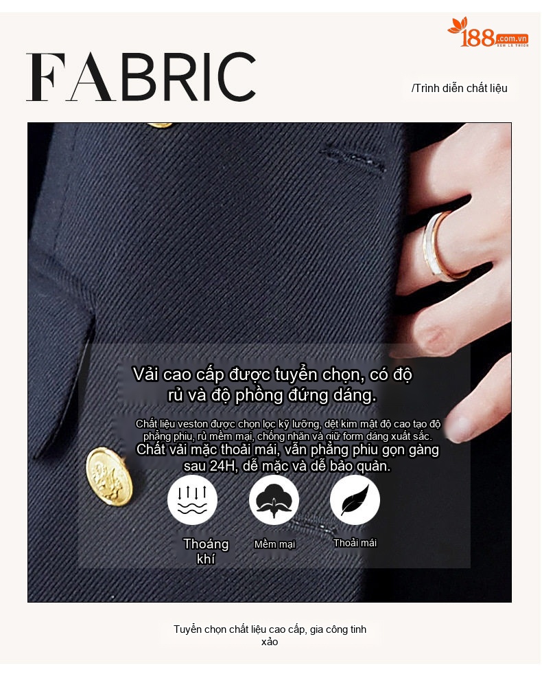 Áo Khoác Blazer Nữ Dáng Dài Tay Dài Màu Nâu, Đen, Đỏ chi tiết 7