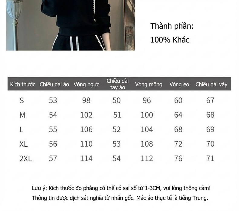 Set Bộ Áo Croptop Tay Dài Hở Vai và Chân Váy Dáng Ôm Xẻ Tà Phong Cách Tiểu Thư Màu Đen chi tiết 9