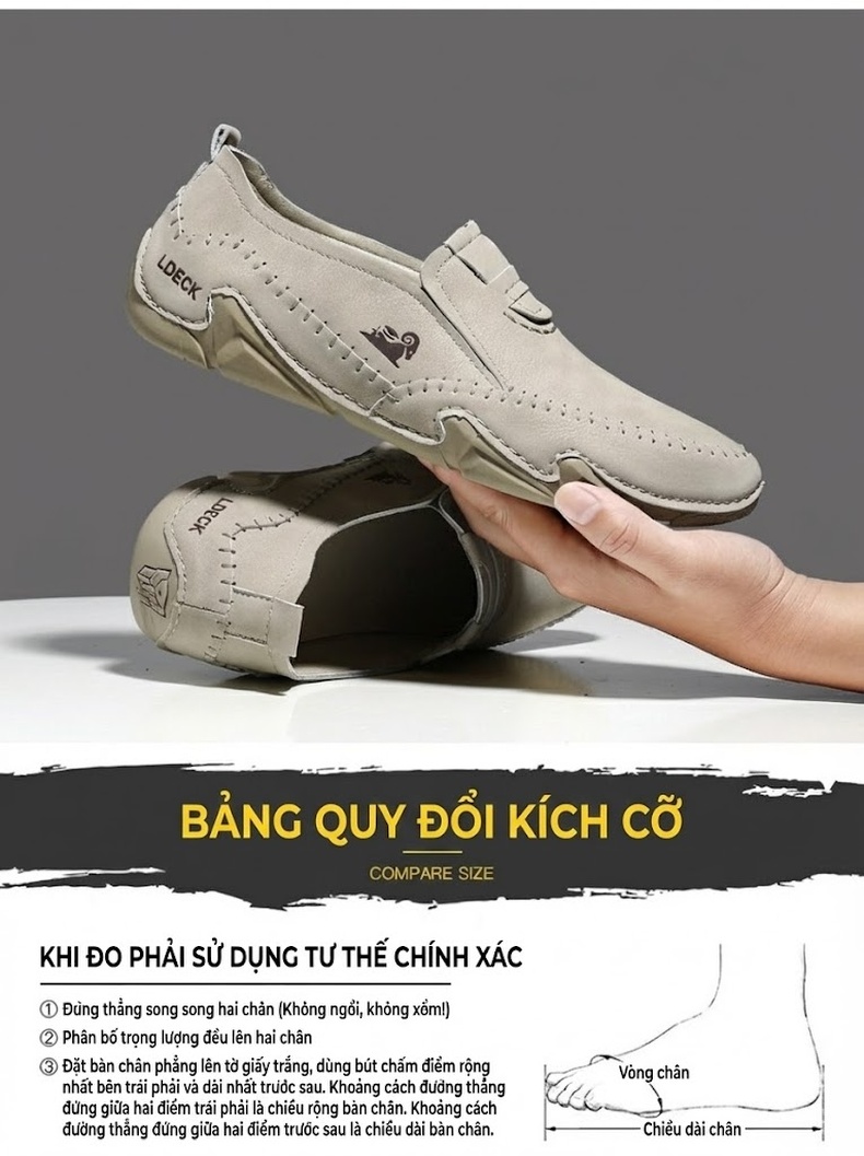 Giày Lười Nam Da Mờ Thoáng Khí Chống Trượt Chiều Cao Đế Khoảng 3cm Màu Kem, Đen, Nâu, Xám chi tiết 4