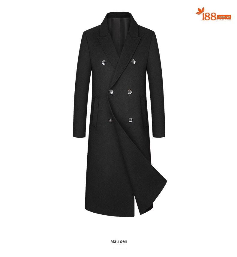 Áo Khoác Dạ Nam Dáng Dài Quá Gối Hai Mặt Cotton Màu Nâu, Xanh Navy, Đen chi tiết 16