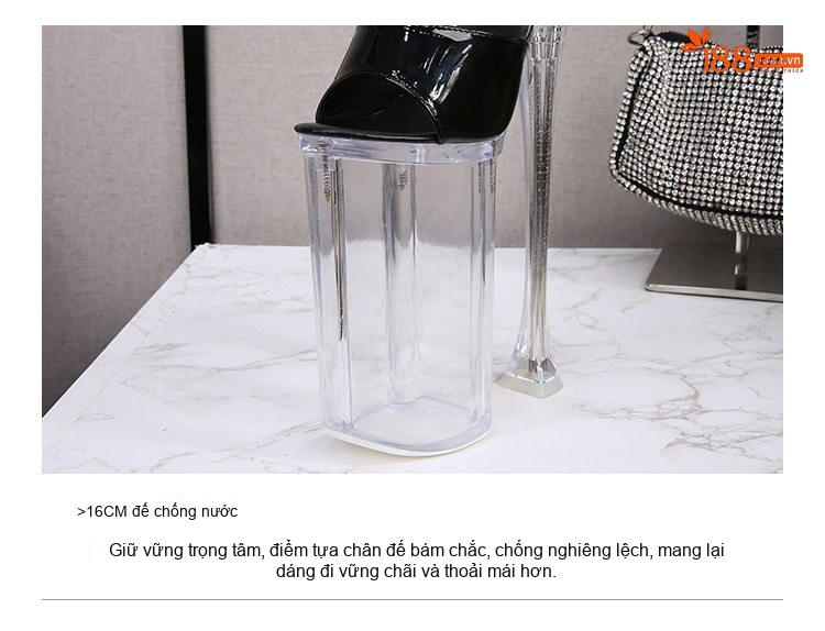 Giày Sandal Cao Gót Nữ Quai Ngang Da Bóng Gót Cao 10cm - 12cm Màu Đen, Đỏ, Trắng, Bạc... chi tiết 7