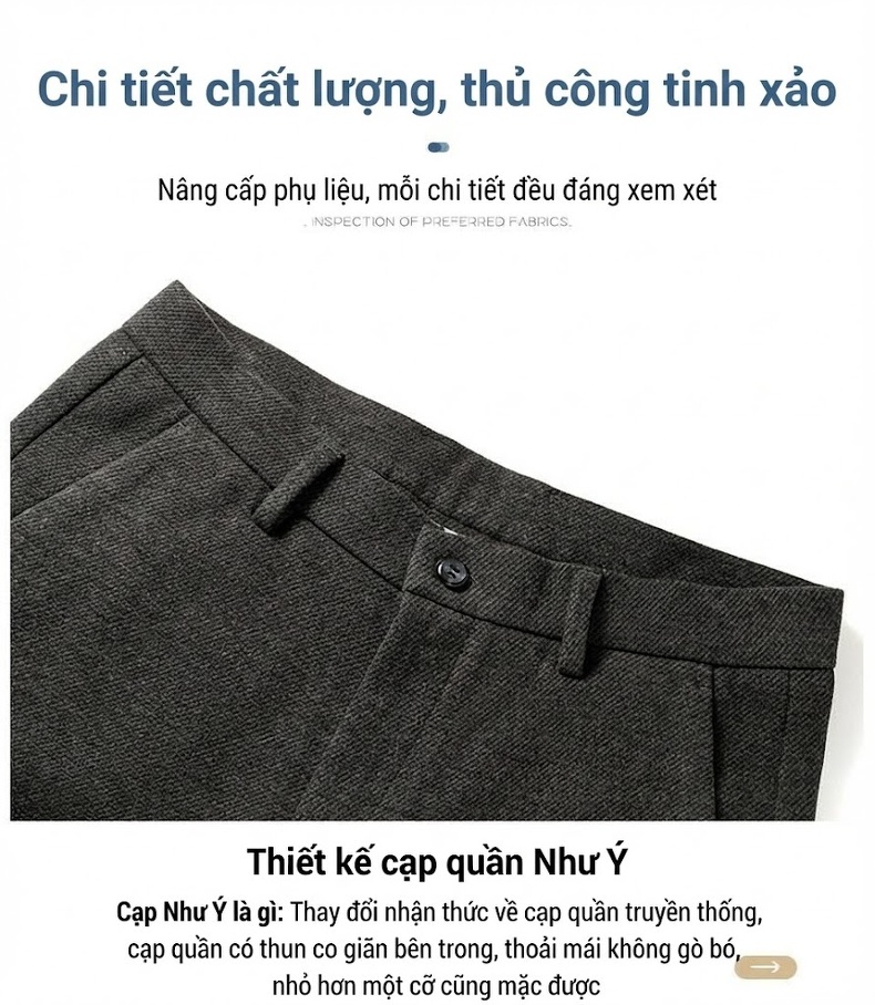 Quần Tây Nam Ống Đứng Vải Lông Cừu Dáng Ôm Màu Đen, Xám chi tiết 9