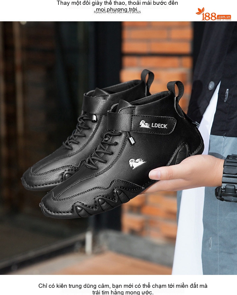 Giày Boot Martin Nam Cổ Cao Dây Buộc Da Mờ Phong Cách Thể Thao Chiều Cao Đế Khoảng 3cm Màu Be, Xám chi tiết 32