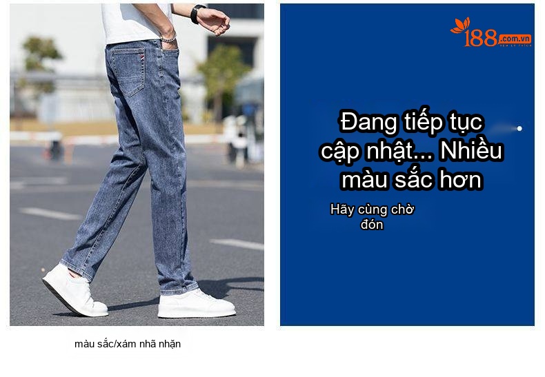 Quần Jean Nam Ống Đứng Co Giãn Thoải Mái Màu Xanh Đậm, Xanh Nhạt chi tiết 7