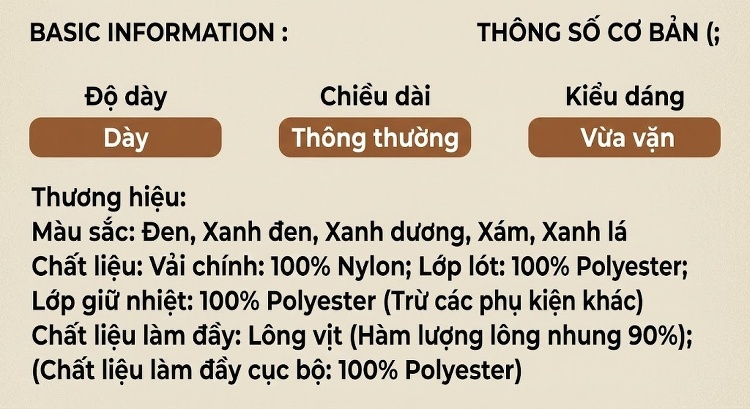 Áo Khoác Phao Nam Nữ Lông Vũ Dày Dặn Mũ Trùm Đầu Form Rộng Giữ Ấm Màu Đen, Xám, Xanh Navy chi tiết 12
