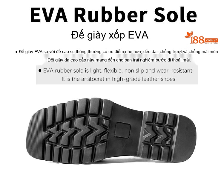 Giày Tây Buộc Dây Nam Da Bóng Mũi Vuông Chiều Cao Đế Khoảng 3cm Màu Đen chi tiết 13