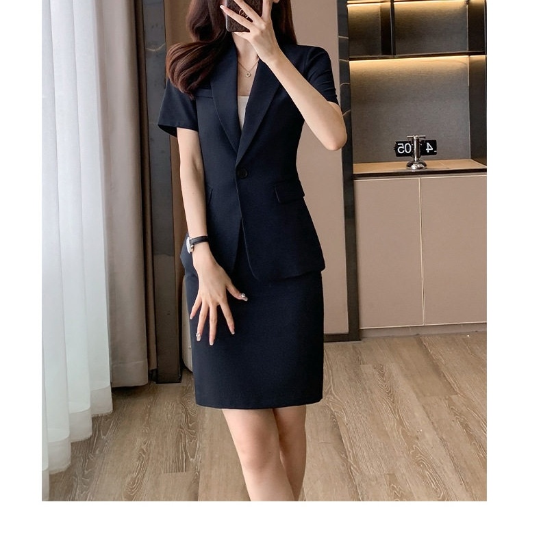 Bộ Vest Công Sở Nữ Tay Ngắn Quần/Chân Váy Màu Xám, Đen chi tiết 31