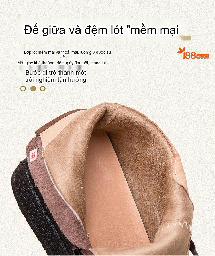 Boot Nữ Da Bò Cổ Ngắn Đế Xuồng Chiều Cao Đế Khoảng 4cm Màu Đen, Nâu chi tiết 7