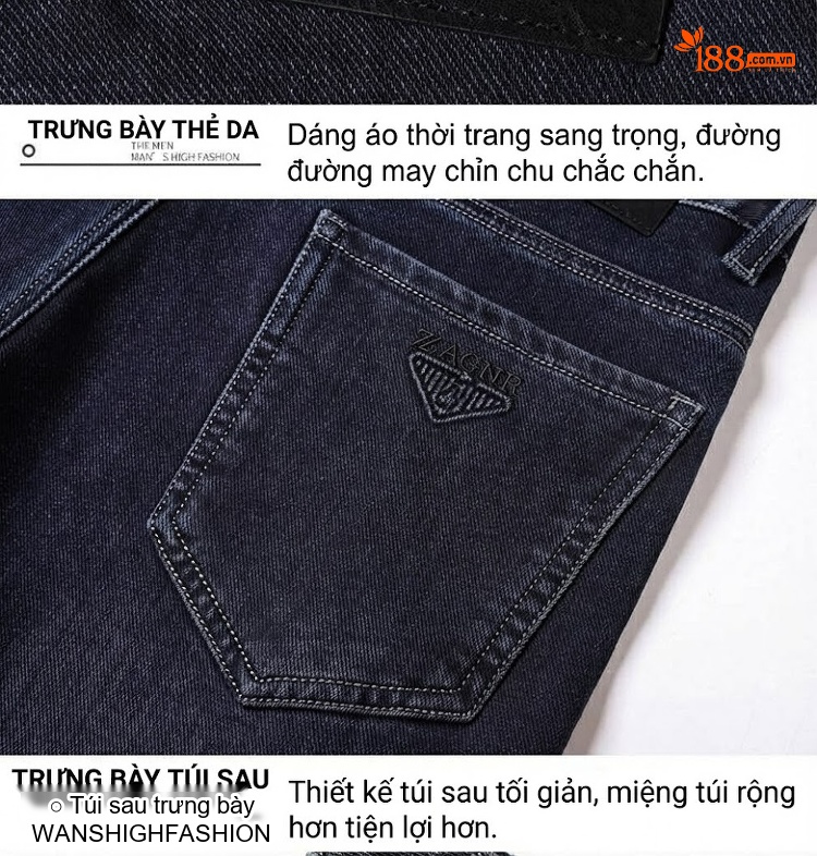Quần Jean Dáng Suông Nam Co Giãn Thoải Mái Màu Đen chi tiết 33