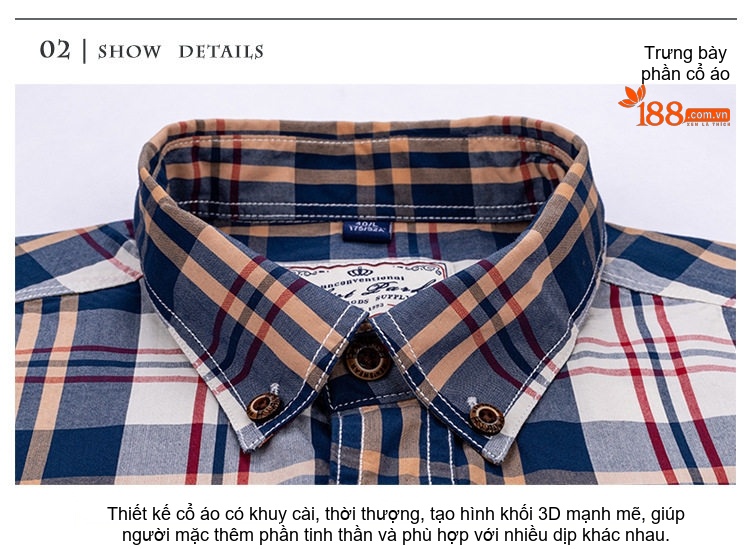 Áo Sơ Mi Tay Dài Nam Cotton Kẻ Caro Thời Trang Công Sở Hàng Ngày Màu Xanh, Đen, Đỏ, Xám... chi tiết 23