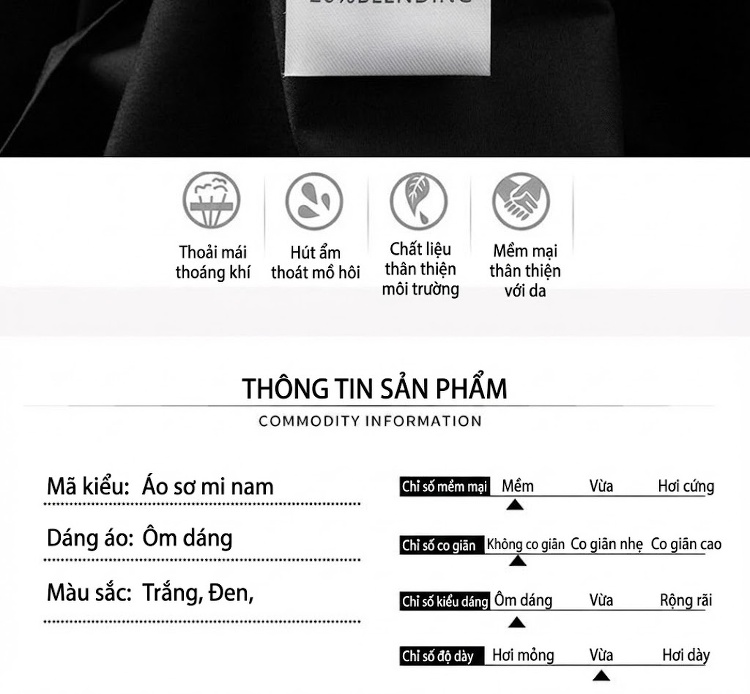Áo Sơ Mi Tay Dài Nam Thêu Kim Sa Phong Cách Châu Âu Màu Đen, Trắng chi tiết 5