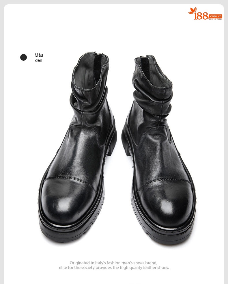Chelsea Boots Nam Da Bò Cổ Cao Phong Cách Anh Quốc Đế Dày Chiều Cao Đế Khoảng 4cm Màu Đen, Nâu chi tiết 15