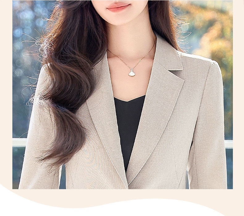 Bộ Vest Công Sở Nữ Tay Lỡ Quần Dài Phong Cách Hàn Quốc Màu Xanh, Hồng, Kaki chi tiết 3