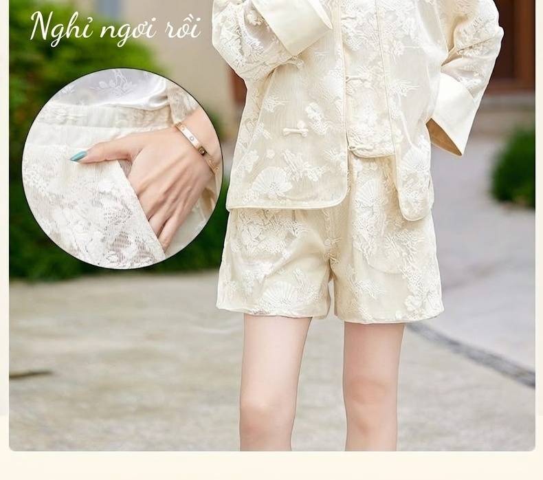 Bộ Quần Áo Nữ Mùa Hè Phong Cách Trung Hoa Thêu Hoa Nhỏ Nhắn chi tiết 9
