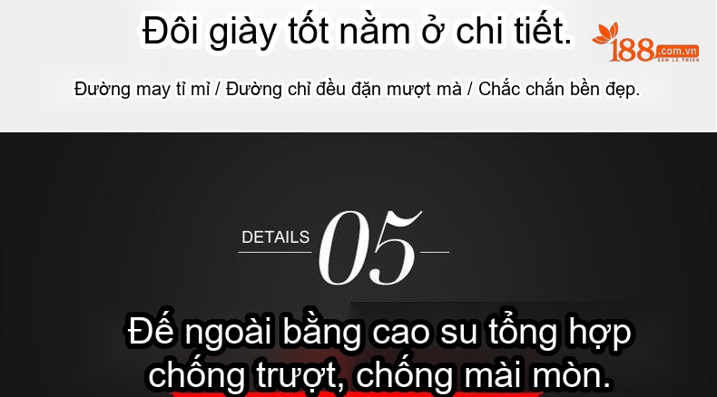Giày Tây Buộc Dây Nam Da Bò Chiều Cao Đế Khoảng 3cm Màu Đen chi tiết 17