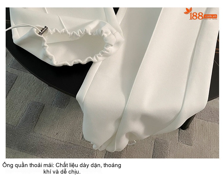 Set Bộ Nữ Áo Thun Tay Dài Quần Ống Rộng Cotton Phong Cách Casual Màu Đen, Trắng chi tiết 9