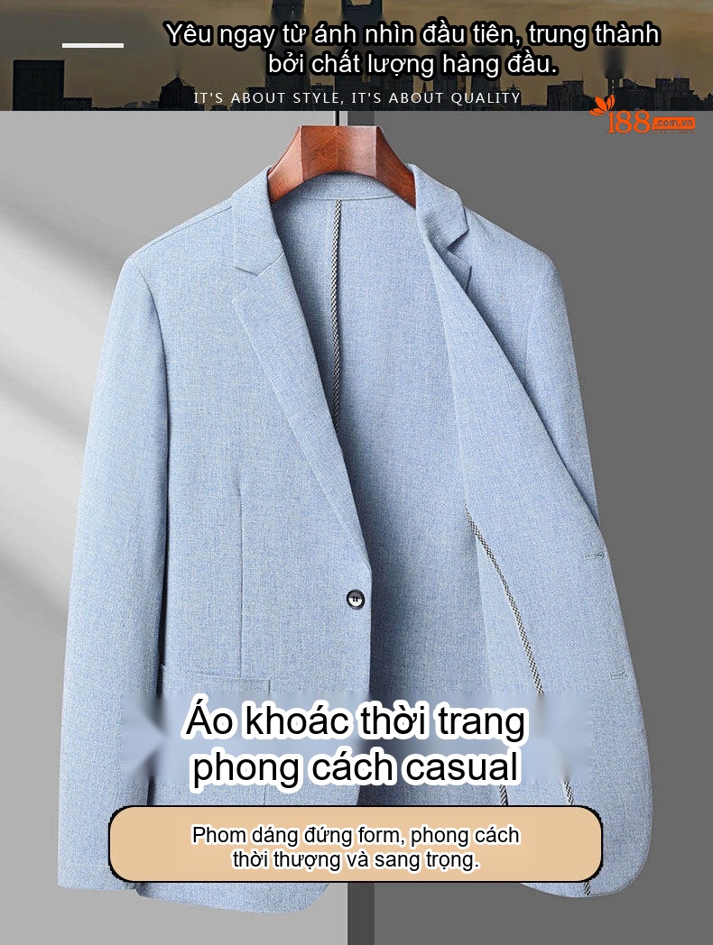 Áo Vest Blazer Nam Mỏng Nhẹ Phong Cách Hàn Quốc Màu Xám, Xanh chi tiết 1