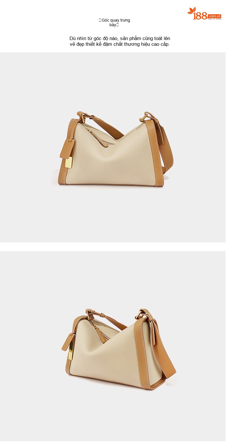 Túi Đeo Vai/Đeo Chéo Nữ Da Bò Cao Cấp Thiết Kế Pillow Bag Màu Trắng Ngà, Xanh Ngọc chi tiết 14