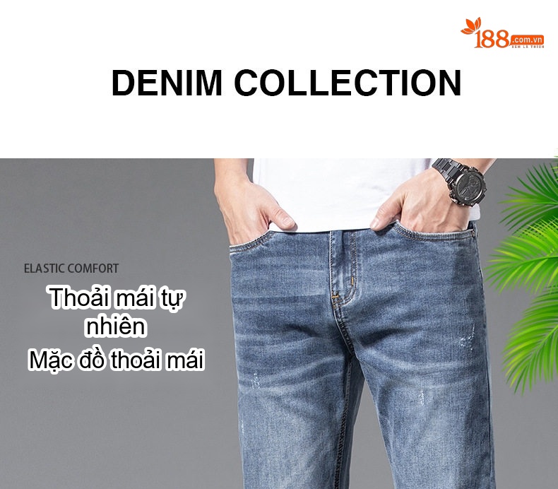 Quần Jean Dài Nam Ống Đứng Phong Cách Trẻ Trung Màu Xanh, Xám chi tiết 1