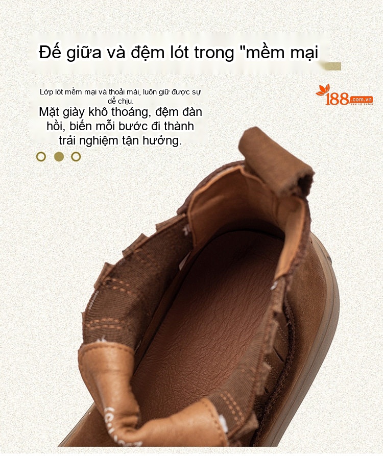 Giày Boot Martin Nữ Da Bò Mũi Tròn Chiều Cao Đế Khoảng 4cm Màu Nâu, Xám, Xanh chi tiết 5
