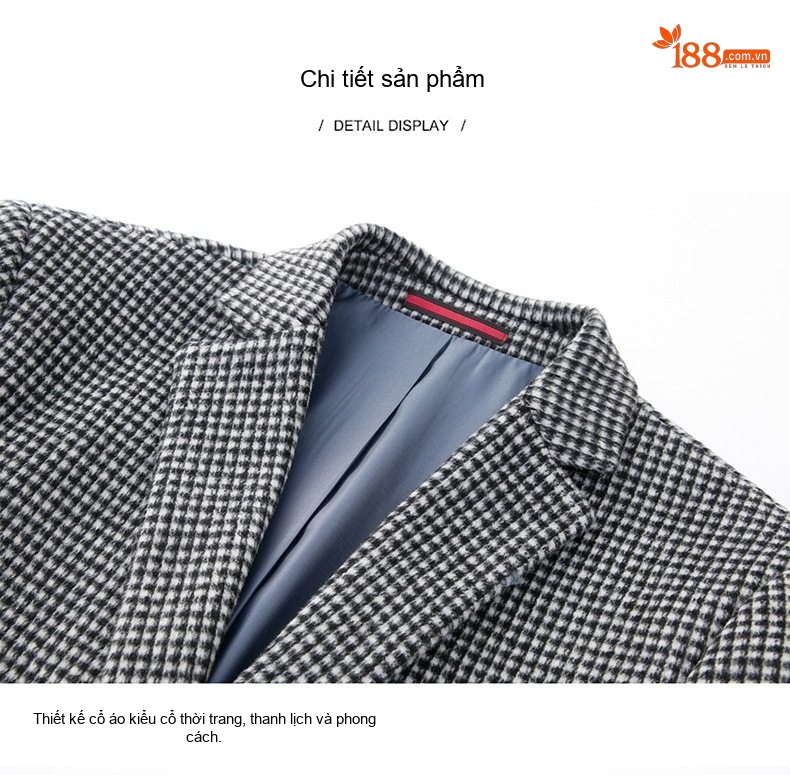 Áo Vest Nam Wool Kẻ Houndstooth Dáng Ôm Phong Cách Hàn Quốc chi tiết 13