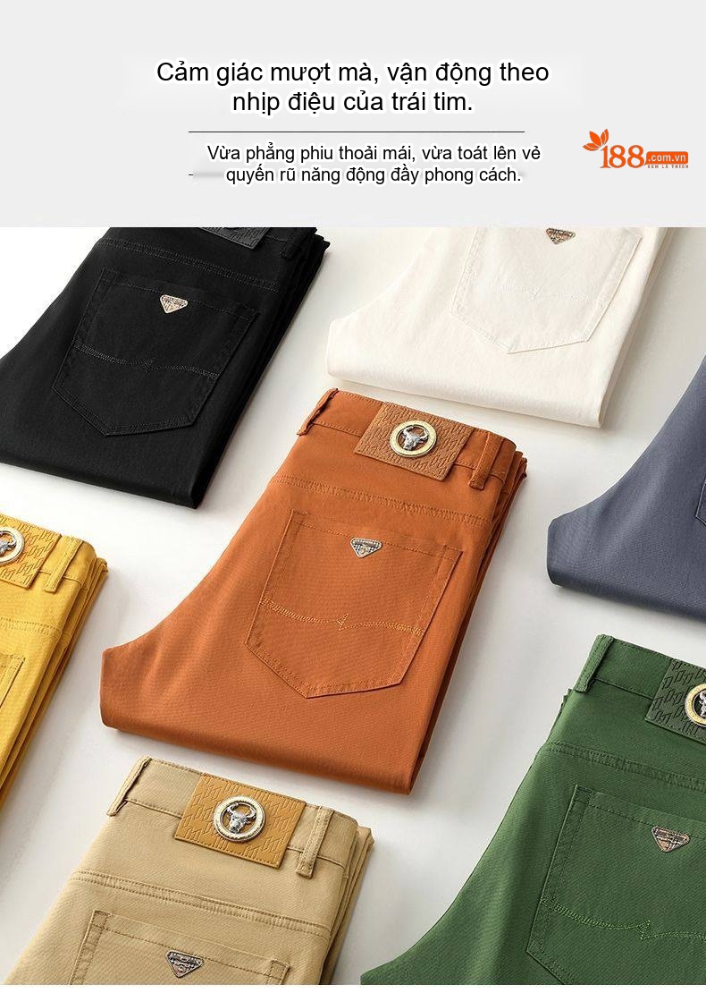 Quần Dài Nam Cotton Co Giãn Dáng Ôm Vừa Màu Đen, Trắng, Xám, Vàng... chi tiết 11