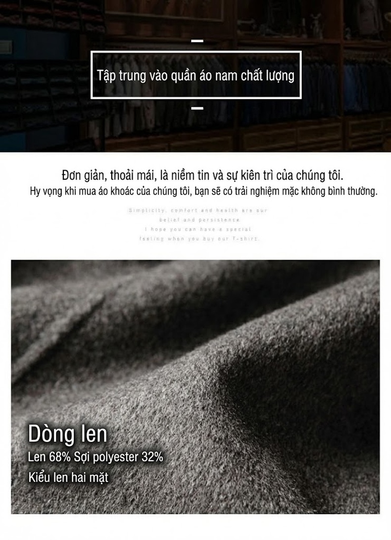 Áo Khoác Nam Cổ Bẻ Vải Nỉ Dáng Vest Thu Đông Dày Dặn Giữ Ấm Màu Xám chi tiết 3