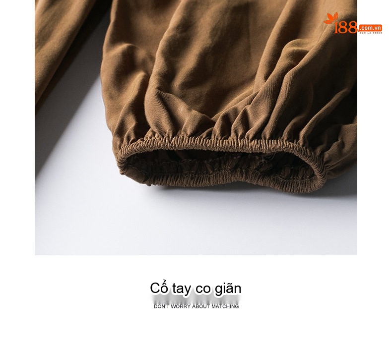 Váy Liền Thân Dáng Dài Tay Dài Thiết Kế Giả Hai Lớp Phong Cách Nữ Tính Màu Nâu, Đen chi tiết 5
