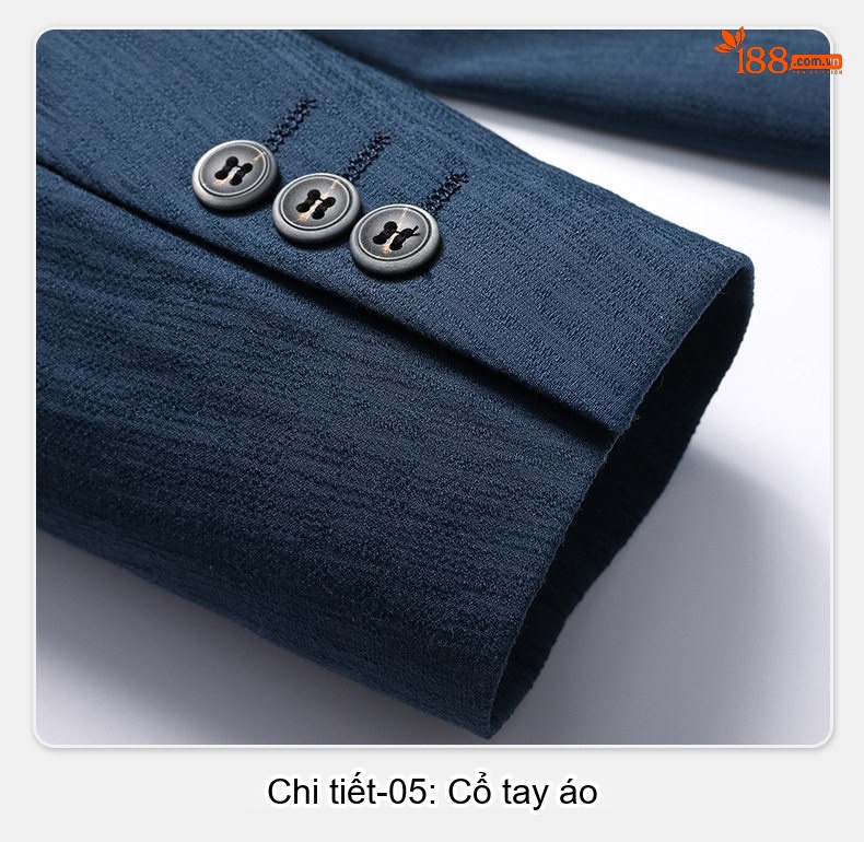 Áo Vest/Blazer Nam Dáng Ôm Vừa Vặn Chống Nhăn Màu Xanh Navy chi tiết 18