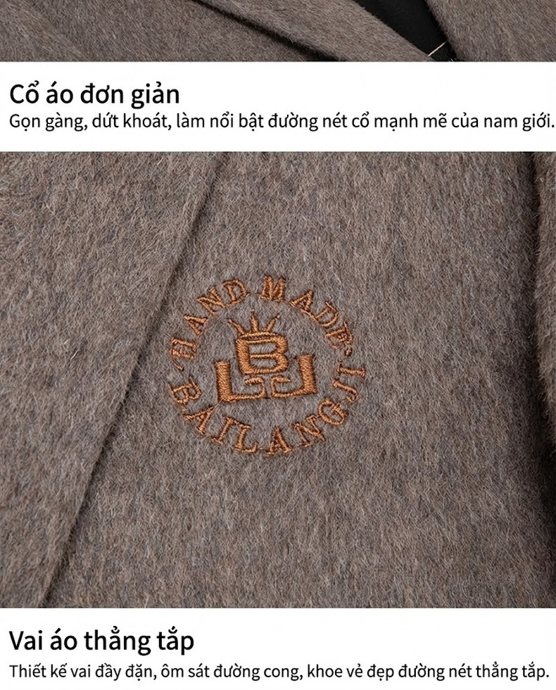 Áo Khoác Vest Nam Mỹ Cổ Điển Vải Dệt Kim Phong Cách Công Sở Màu Xanh Rêu chi tiết 4