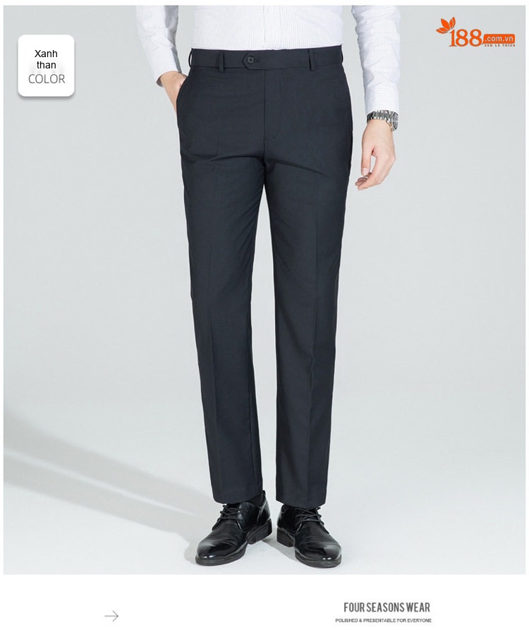 Quần Tây Nam Dáng Slimfit Vải Cotton Chống Nhăn Màu Đen, Xám chi tiết 21