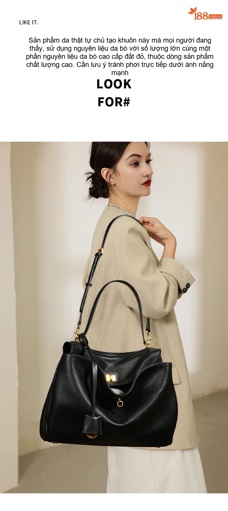 Túi Tote Da Bò Đeo Vai/Đeo Chéo Kiểu Rodeo Bag Sức Chứa Lớn Màu Đen, Trắng chi tiết 11
