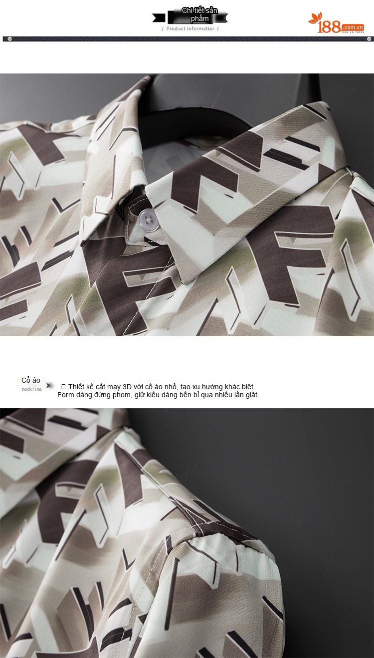 Áo Sơ Mi Nam Dài Tay In Chữ F Chống Nhăn Phong Cách Thu Đông Màu Nâu, Xám, Kem chi tiết 10