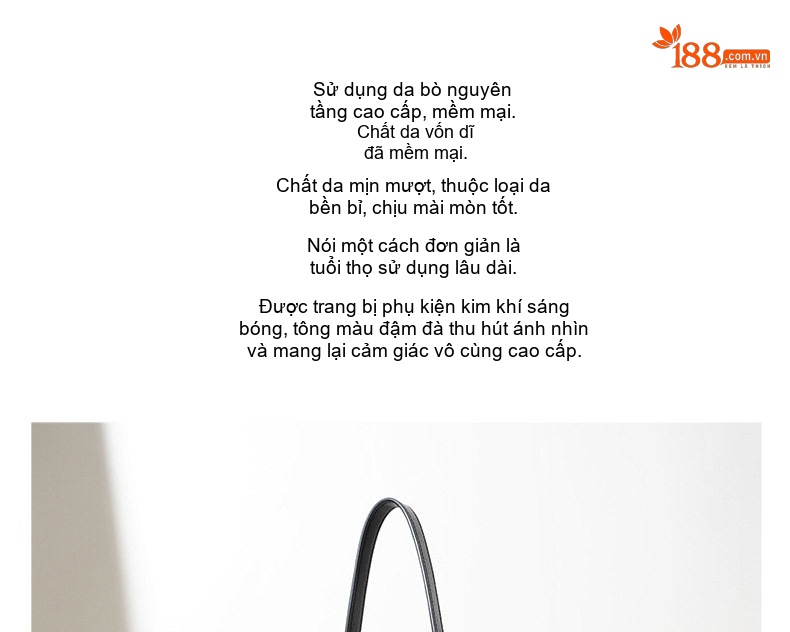 Túi Đeo Vai Nữ Da Thật Thiết Kế Tối Giản Phong Cách Tiểu Thư Màu Vàng, Xanh Dương, Đen chi tiết 2