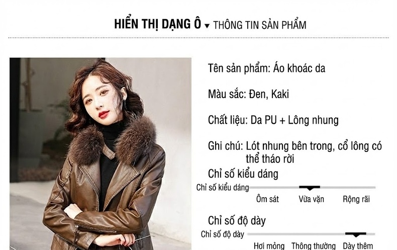 Áo Khoác Da PU Nữ Ngắn Tay Dáng Motor Biker Lót Lông Dày Ấm Màu Đen, Nâu chi tiết 2