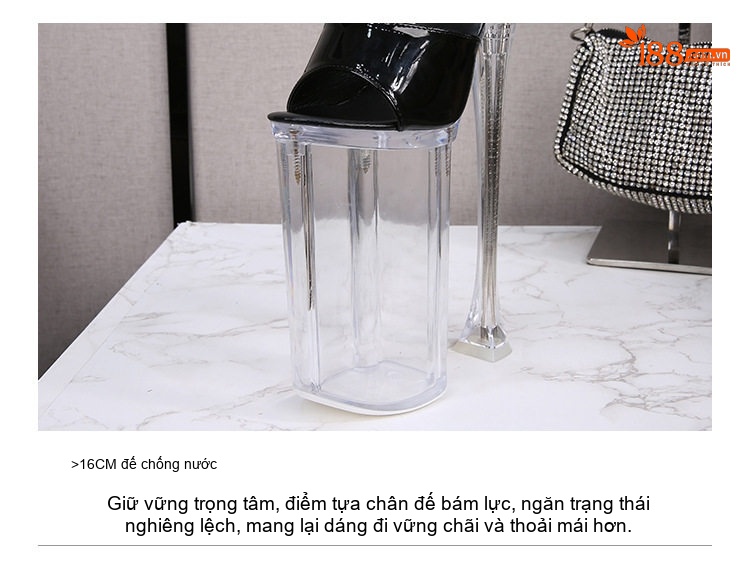 Giày Sandal Cao Gót Nữ Quai Mảnh Gót Trong Suốt Phát Sáng Gót Cao 26cm Màu Trắng, Đen, Đỏ, Bạc... chi tiết 5