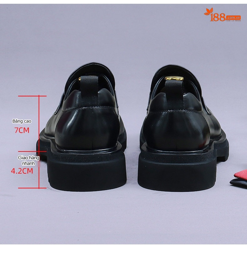 Giày Lười Nam Da Bò Đế Dày Chiều Cao Đế Khoảng 5cm Màu Nâu, Đen chi tiết 17