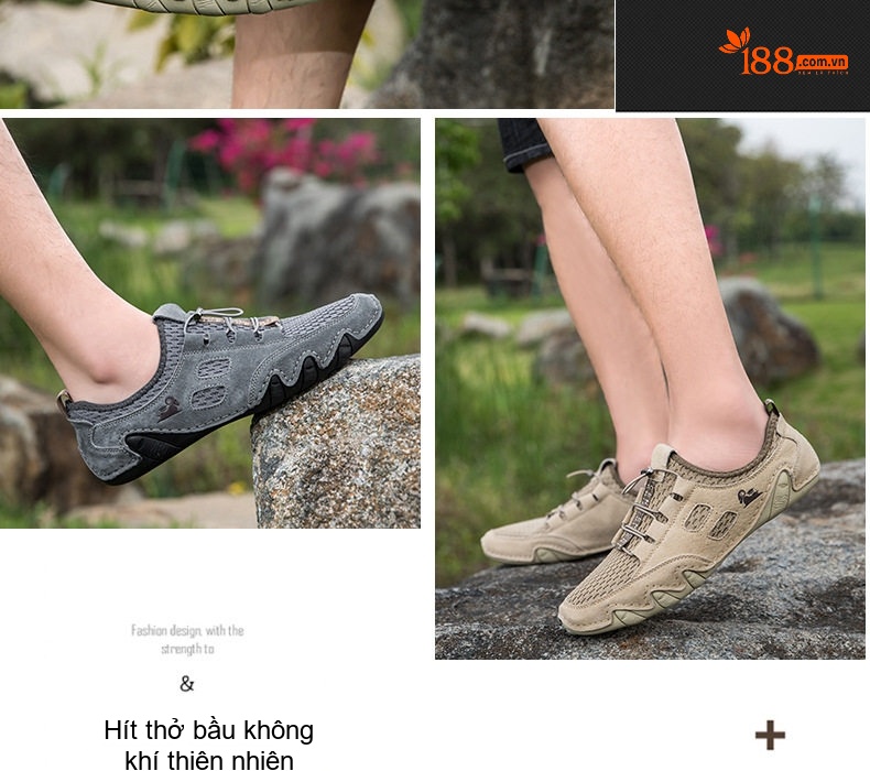 Giày Thể Thao Nam Thoáng Khí Da Thật Chiều Cao Đế Khoảng 3cm Phong Cách Hàn Quốc Màu Be, Xám chi tiết 4