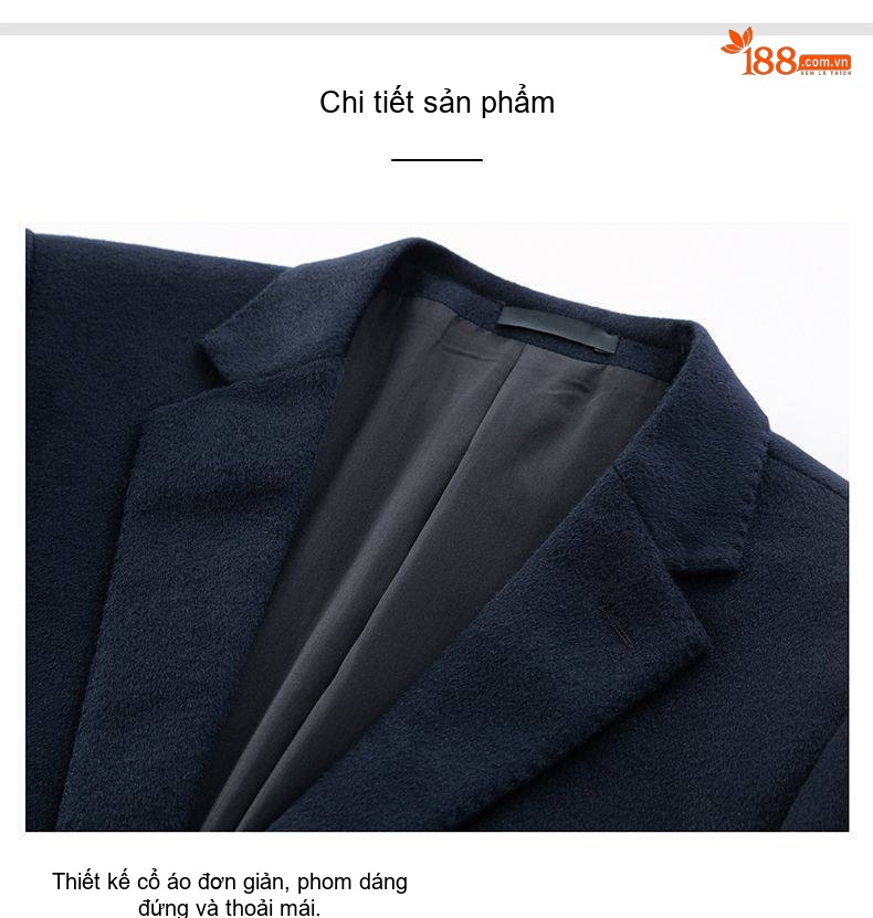 Áo Vest/Blazer Nam 100% Lông Cừu Màu Đen, Xanh Navy chi tiết 17