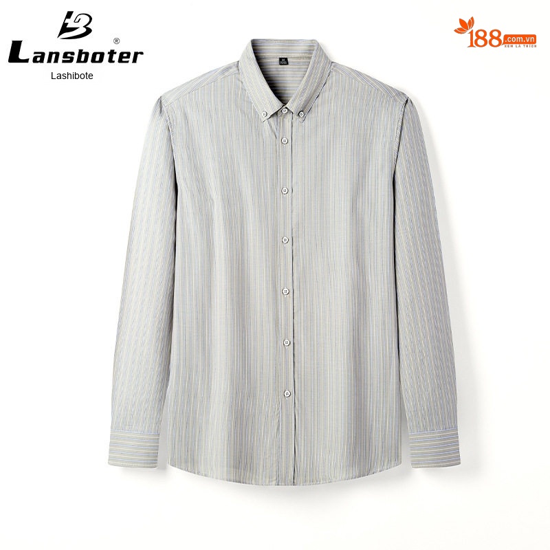 Áo Sơ Mi Dài Tay Nam Cotton Kẻ Sọc Kiểu Dáng Ôm Vừa Màu Xanh, Hồng, Xám