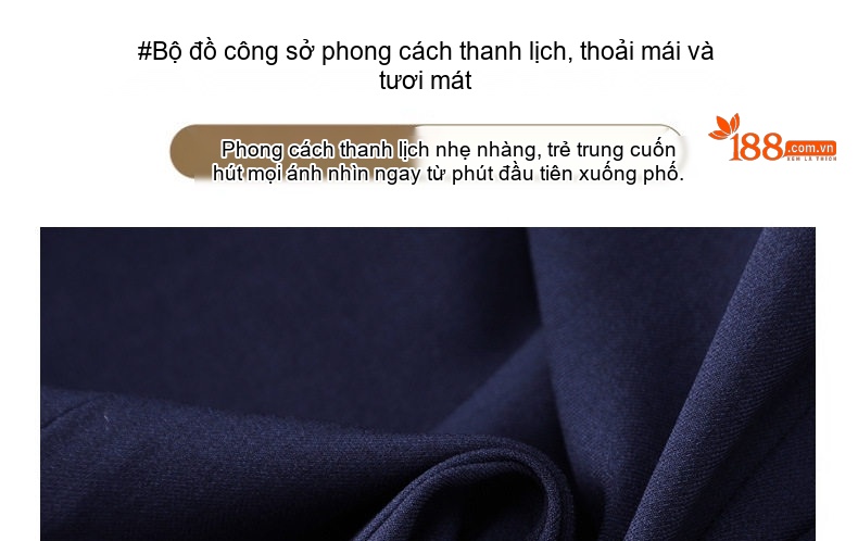 Set Bộ Vest Công Sở Nữ Tay Ngắn Thiết Kế Thanh Lịch Màu Đen, Xanh Navy chi tiết 9