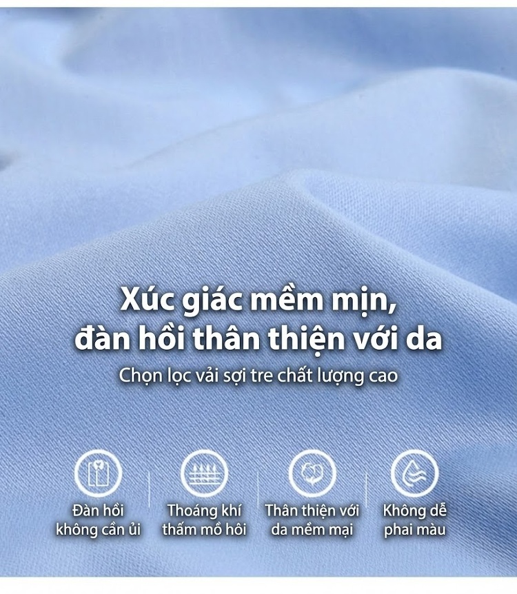 Áo Sơ Mi Dài Tay Nam Vải Sợi Tre Công Sở Màu Đen, Đỏ Rượu, Tím, Trắng... chi tiết 2