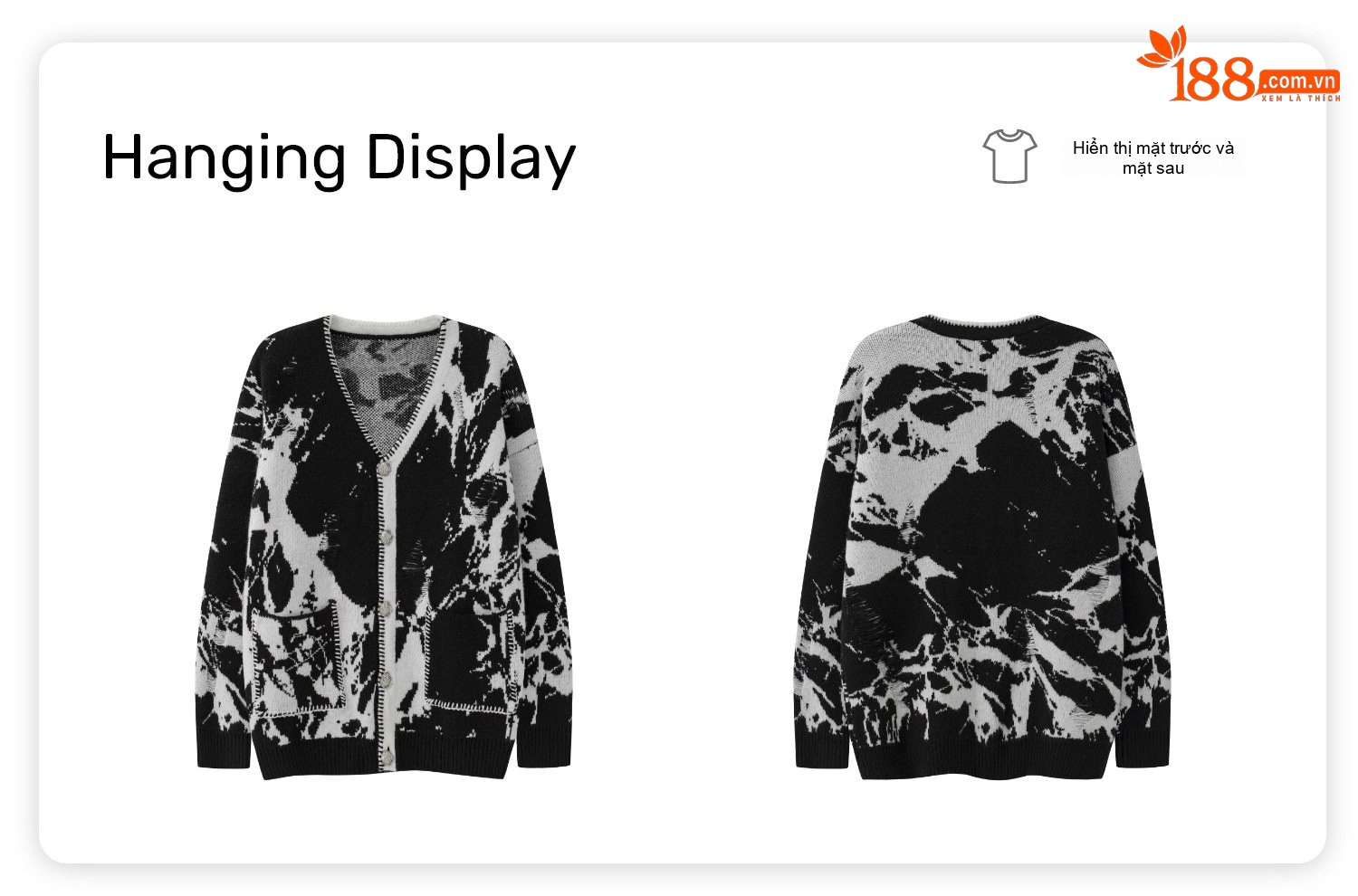 Áo Khoác Cardigan Nam Nữ Dệt Kim Họa Tiết Loang Lổ Phong Cách Đường Phố Màu Đen Trắng chi tiết 2