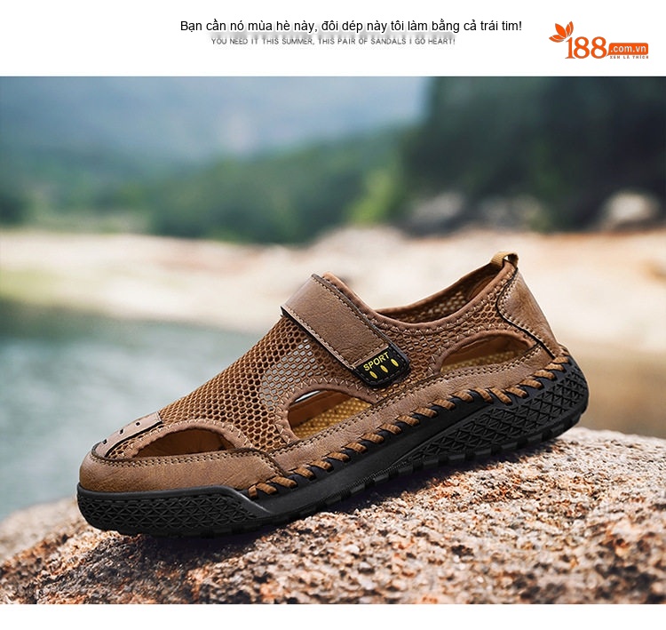 Sandal rọ nam lưới thoáng khí đế cao 3 cm chi tiết 2