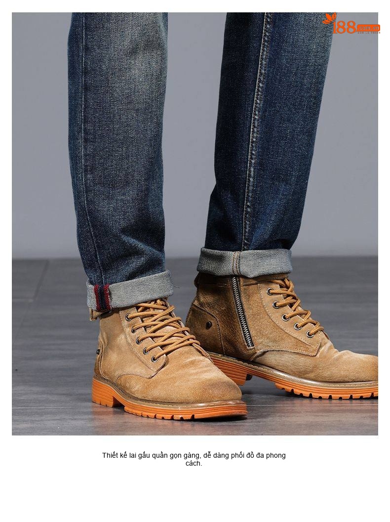 Quần Jeans Nam Ống Đứng Cao Cấp Dáng Ôm Vừa Vặn Màu Xanh Denim chi tiết 10