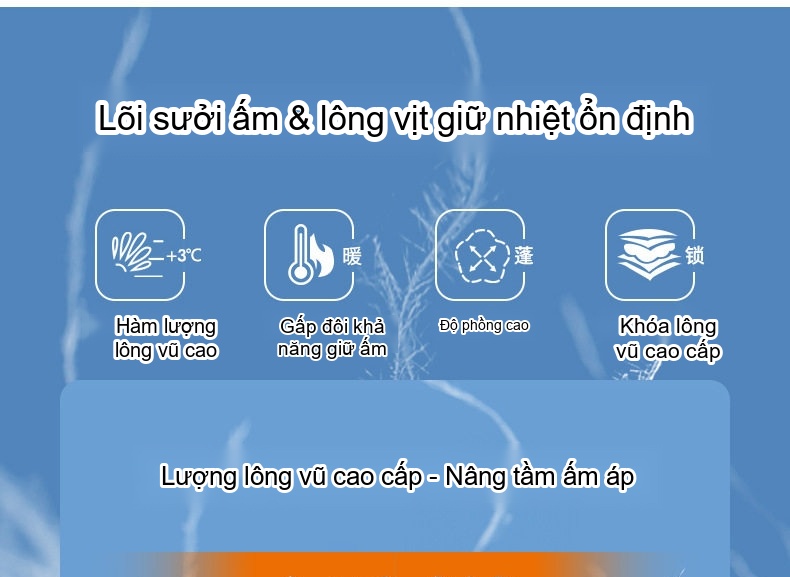 Áo Khoác Phao Nam Trung Niên Công Sở Lông Vũ 90% Màu Xanh Navy chi tiết 8