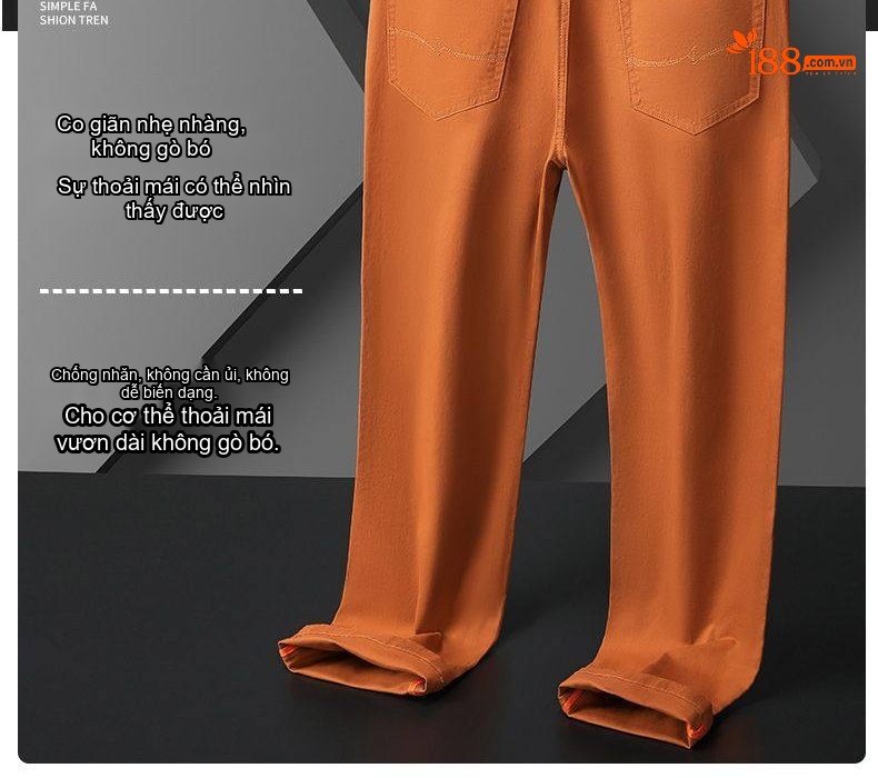 Quần Dài Nam Cotton Co Giãn Dáng Ôm Vừa Màu Đen, Trắng, Xám, Vàng... chi tiết 7