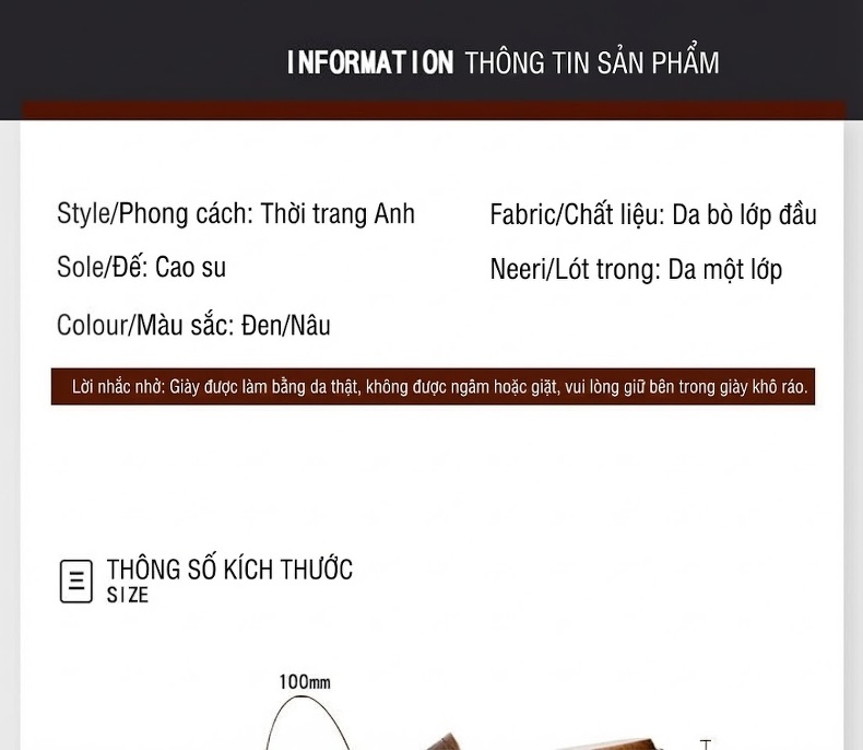 Giày Lười Nam Da Bò Retro Thủ Công Chiều Cao Đế Khoảng 2.5cm Màu Nâu, Đen chi tiết 7